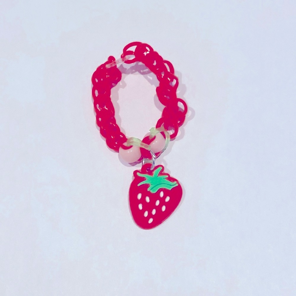 Hand Crafted Bracelet Cute Strawberry Rubber Band Bracelet